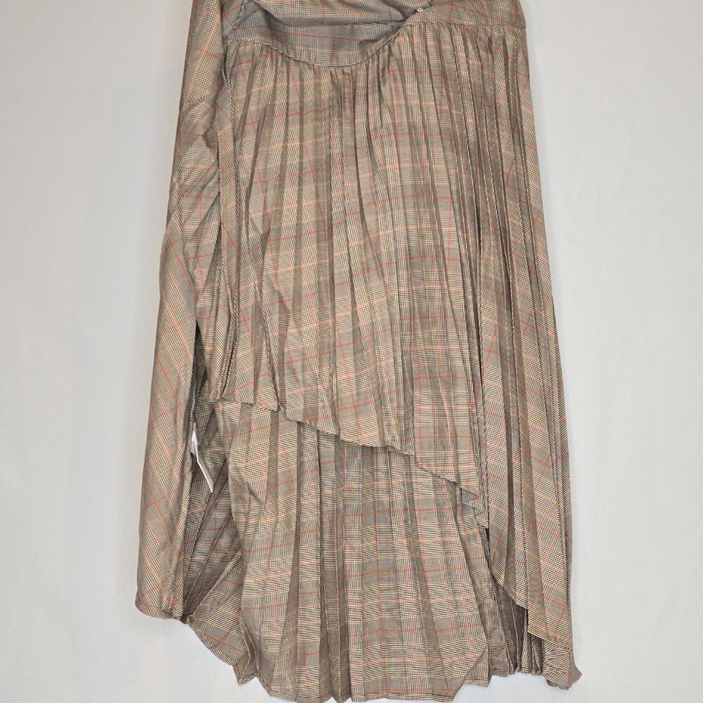 DKNY Pleated Wrap Midi Skirt in brown combo, Women's S, NWT - Picture 3 of 8